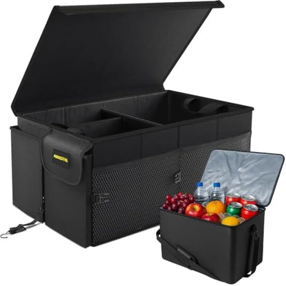 MIKKUPPA Trunk Organizer with Lid - 65L Car Organizer with Cooler, Black