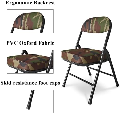 Mini Padded Folding Stool - 12.2 Inch Camping Camo Green 1-Pack