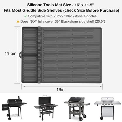 Silicone Grill Mat for Blackstone Griddle Accessories, 8-Slot Tool Mat