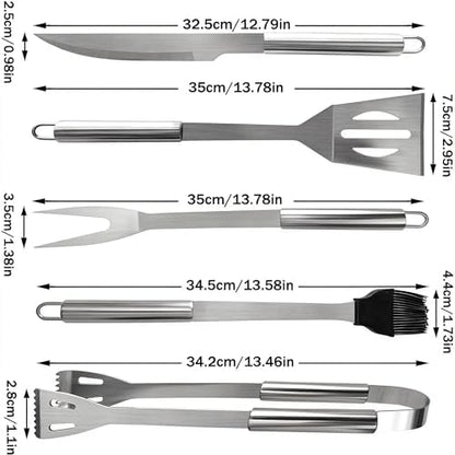 Small Travel 5-Piece 304 Stainless Steel Grill Tool Set with Storage Case – BBQ Grilling Accessories, Ideal Gift for Men & Cooking Lovers