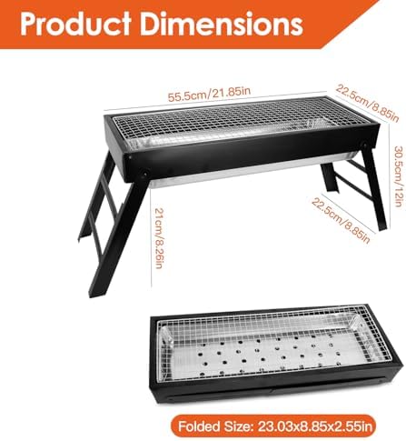 KOCASO Foldable Charcoal BBQ Grill Stainless Steel Grill Net Easy Setup Portable Tabletop Barbecue Grill for Camping Picnic Outdoor Party Backyard