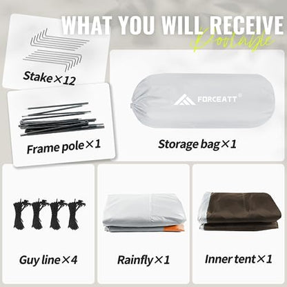 Forceatt Tent for 2 and 3 Person is Waterproof and Windproof, Camping Tent for 3 to 4 Seasons,Lightweight Aluminum Pole Backpacking Tent Can be Set Up Quickly,Great for Hiking