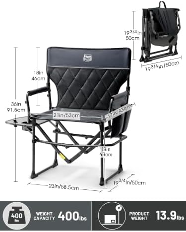 TIMBER RIDGE 400lbs Heavy Duty Camping Chair Portable Directors Chair