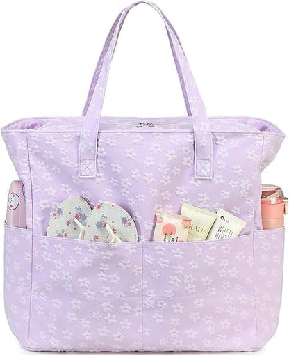 Waterproof Beach Tote Pool Bags for Women Ladies Extra Large Gym Tote Carry On Bag With Wet Compartment for Weekender Travel