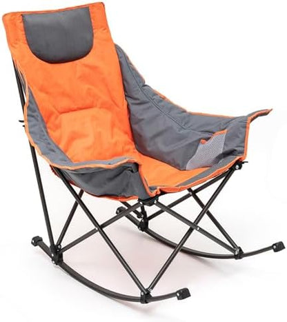 SUNNYFEEL Oversized Folding Rocking Camping Chair for Adults, 500lbs Orange