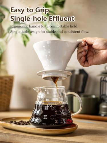 Gomakren Pour Over Coffee Maker, Single-Hole, White Ceramic Coffee Dripper