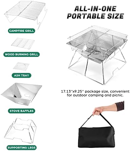 Odoland Portable Folding Charcoal Grills for Outdoor Picnic Backpacking BBQ