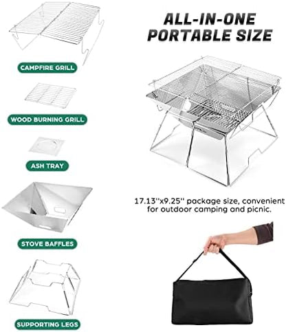 Odoland Portable Folding Charcoal Grills for Outdoor Picnic Backpacking BBQ