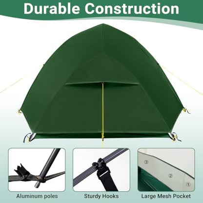 2 Person Lightweight Backpacking Tent,Ultralight Portable 20D Waterproof Nylon Tent for Camping，4.4LB 3 Season Backhiking with 7001 Aluminum Poles and V-Shaped Aluminum Floor Spike