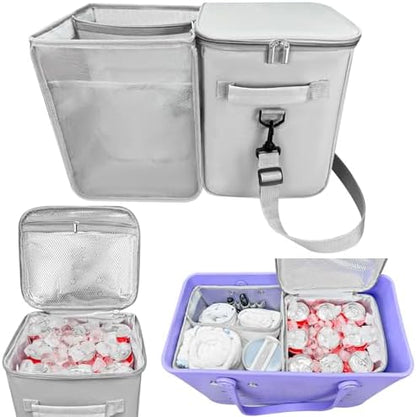 XYFuuee 2-in-1 Cooler Organizer Insert for X Large Bogg Bag Accessories, PEVA Portable Leak-Proof Ice Chest, Lightweight Mesh Divider Inserts Pouch with 4Fastener for XL Bog Beach Rubber Tote