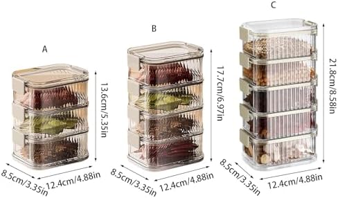 3/4/5 Layers Clear Portable Travel Spices Jars, Multi Camping Spices Containers With Organizers Bag, Stackable Spices Salt