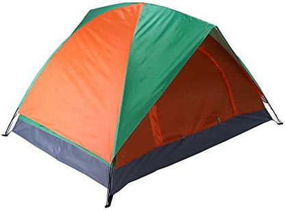 2 Person Double Door Camping Dome Tent Orange Green Waterproof Easy Setup Portable Family Outdoor Windproof Backpacking Shelter with Carry Bag for Hiking Travel