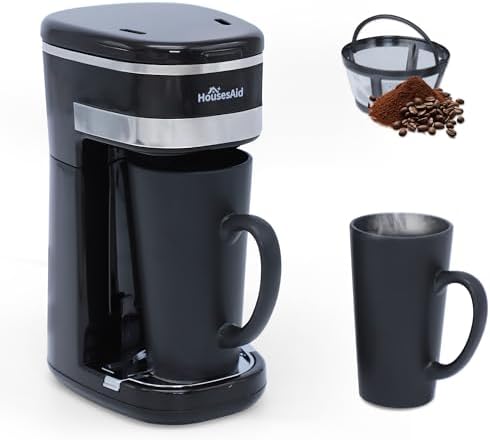 Single Serve Coffee Maker, 15oz Portable One Cup Coffee Brewer