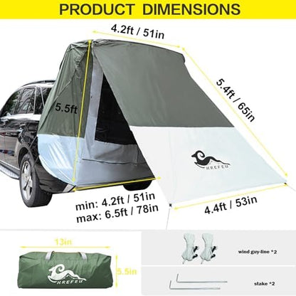 SUV Tailgate Tent with Awning, 2-Person Hatchback Tent for Camping