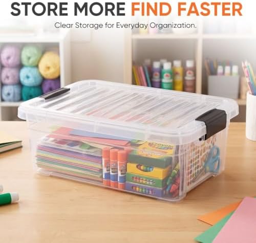 Superio 7.4 Quart Clear Plastic Storage Bin with Lid, Stackable Organizer Box, BPA-Free Storage Container for Home, Garage, School & Office, 2 Pack