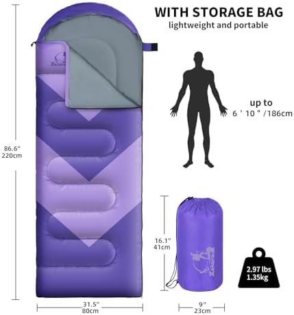 Sleeping Bag for Adults, Lightweight Waterproof 3 Season Camping
