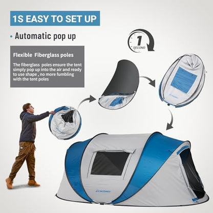 EchoSmile Instant Pop Up Camping Tent, 2/4/6 Person Easy Setup Tent