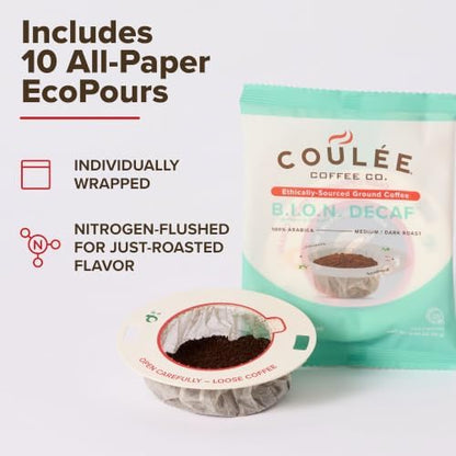 Coulée EcoPour B.I.O.N. Decaffeinated Coffee, Single Serve, 10 Pack