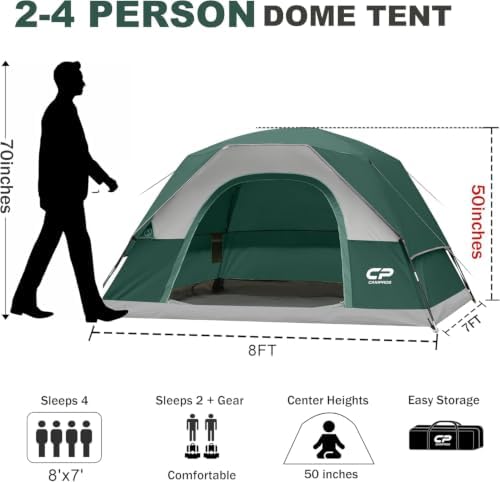 CAMPROS CP Tents for Camping 2/4/6 Person, Waterproof Windproof Dome Tent