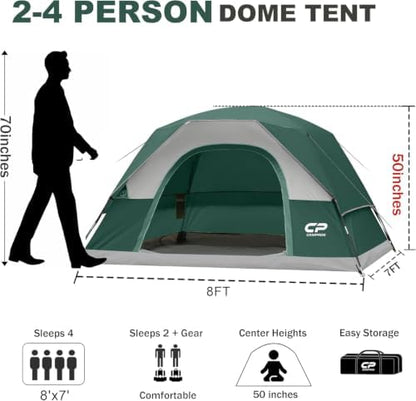 CAMPROS CP Tents for Camping 2/4/6 Person, Waterproof Windproof Dome Tent