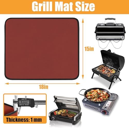 Heat Resistant Mats for Countertop fits Tabletop Grill, 18x15x0.04in, Red