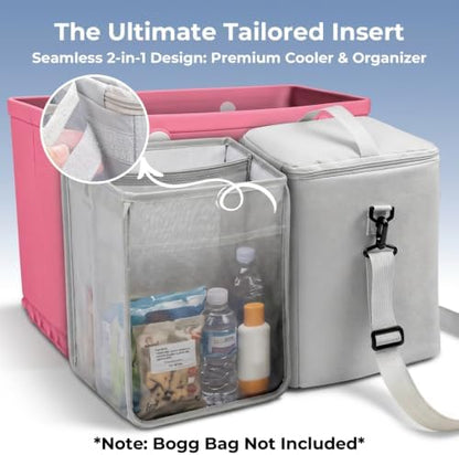 Bogg Bag Cooler Insert, 2-in-1 Insulated Cooler & Mesh Organizer for Large Bogg Bag, Leakproof PEVA Cooler Bag with Strap, Large Rubber Beach Bag Accessories for Beach, Pool & Travel
