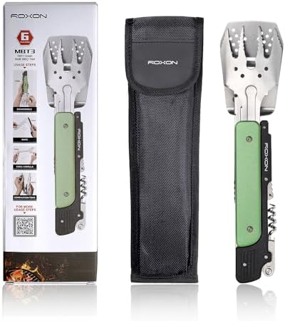 ROXON 6-in-1 Grill Tools Set, Metal Griddle Accessories Kit for Blackstone