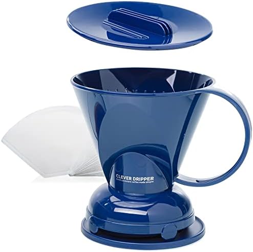 Clever Coffee Dripper | Large 18 oz | Royal Blue | BPA-Free | 100 Filters