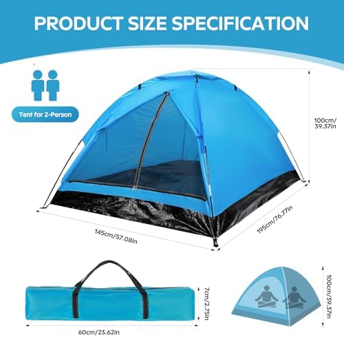 Wingedsteed 2 Person Camping Tent Waterproof Portable Dome Tent for Hiking Backpacking, Easy Setup with Rainfly and Carry Bag