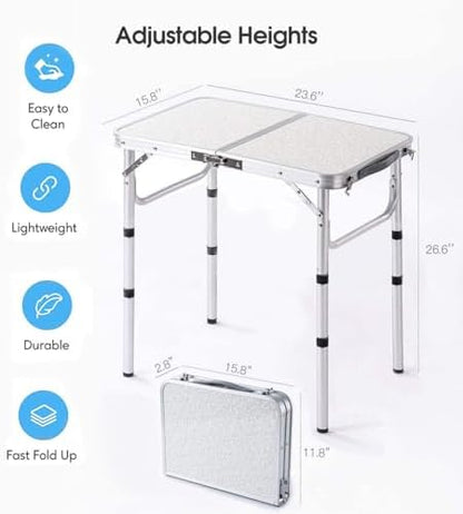 YUFIFAIRY Small Folding Table Portable, 24" L x16 W Foldable Camp Table