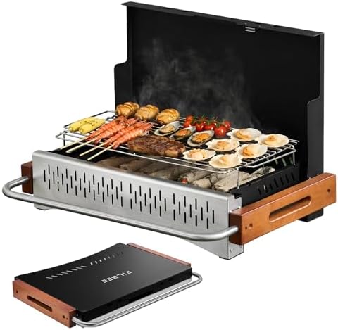 Portable BBQ Charcoal Grill, No Assembly Hibachi Grill for Camping