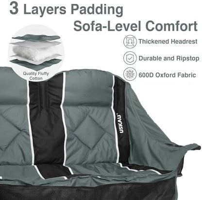 Oversized Double Camping Chair - 2 Person Folding Loveseat for Campfire Snuggle Freedom, Heavy Duty 660LBS Support with Frustration-Free Oversized Carry Bag, Perfect for Couples, Dogs & Sports