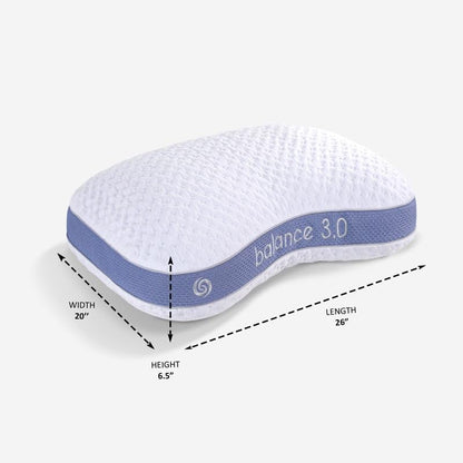 Bedgear Balance Cuddle Curve Performance Pillow - Size 3.0 - Moisture-Wicking Pillow for Side Sleepers - Medium Firmness Bed Pillow- Hypoallergenic, Washable Removable Cover - 20" W x 26" L x 6.5" H