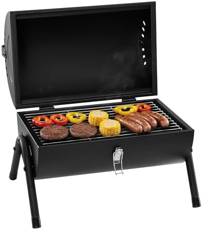 Royal Gourmet CC1015W Portable Charcoal Grill, Wooden Handle, for Camping