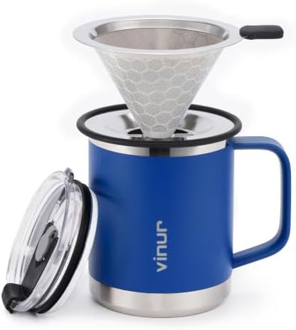 VINUR Insulated Pour Over Coffee Maker-12 oz Stainless Steel Coffee Maker