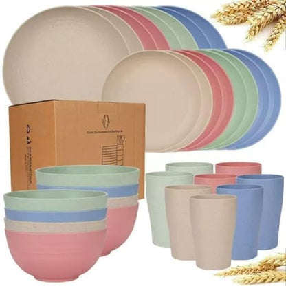 Wheat Straw Tableware Set, 16 Pieces (for 4 People)