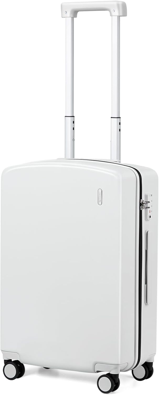 Hanke 20 Inch Hard Shell Suitcases with Spinner Wheels, Lightweight Carry On Luggage 22x14x9 Airline Approved Built-in TSA Lock, Durable Suitcase Rolling Luggage Carry-On Bag(Smoke White)