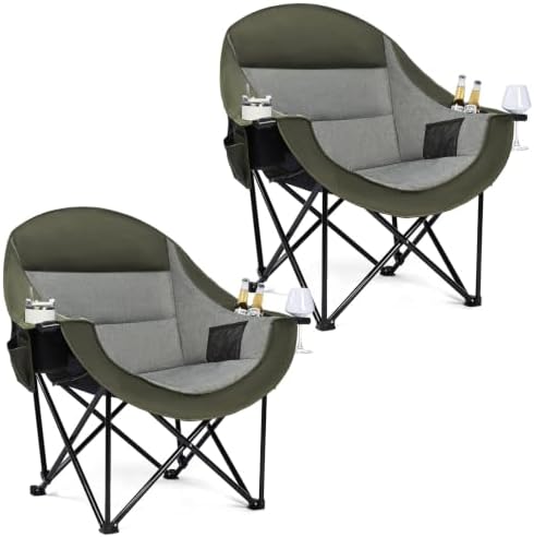 Oversized Camping Chair for Adults 2 Pack - Heavy Duty Outdoor Padded Chair