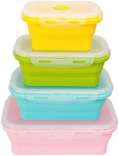 Set of 4, Collapsible Silicone Food Storage Container, Leftover Meal Box - Image 6