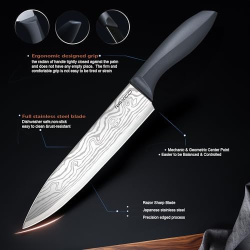 RAXCO Kitchen Set,18-Piece Cooking Utensils and Kitchen Knife Set,Gray