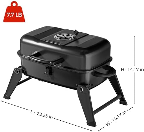 MASTER COOK Portable Charcoal Grill, Foldable Lightweight BBQ Grill with 330 sq.in. Cooking Area and Adjustable Air Vent Outdoor RV, Hiking, Camping, Patio, Tailgating