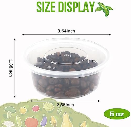 Augshy 40 Pack 6oz Slime Containers with Lids, Jello Shot Cups Condiment Containers Plastic Portion Cups with Lids for Salad Dressing Food Storage Containers