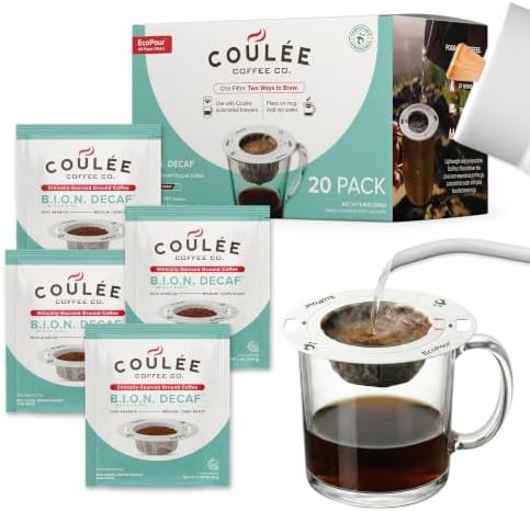 Coulée EcoPour B.I.O.N. Decaffeinated Coffee, Single Serve, 20 Pack