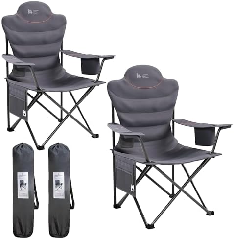 OUTSIDER Heavy Duty Folding Camping Chairs with Cooler,2pc