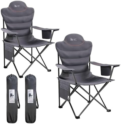 OUTSIDER Heavy Duty Folding Camping Chairs with Cooler,2pc