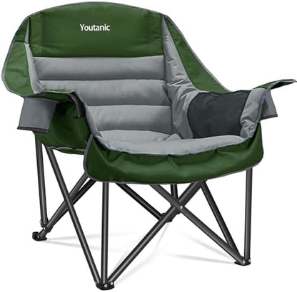 Youtanic Oversized Padded Camping Chair, Portable Folding Camping Chairs