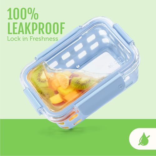 Ello Duraglass 3.4 Cup Glass Meal Prep Containers, 10 Pc, 5 Pack, Fruit