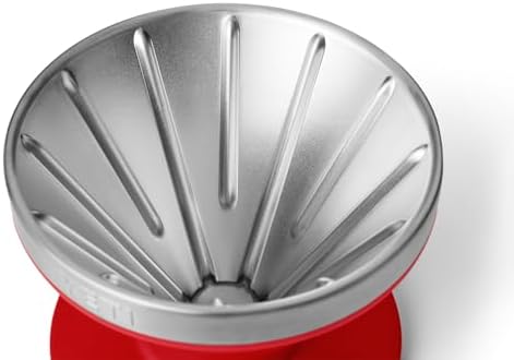 YETI Pour Over Coffee Maker Accessory Ramblers, Designed for Perfect Coffee Extraction Anywhere, Stainless Steel, fits any V60 Filter, Rescue Red
