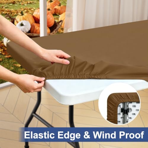 homing Rectangle Table Cloth Cover 6 Foot Brown Elastic Fitted Tablecloth