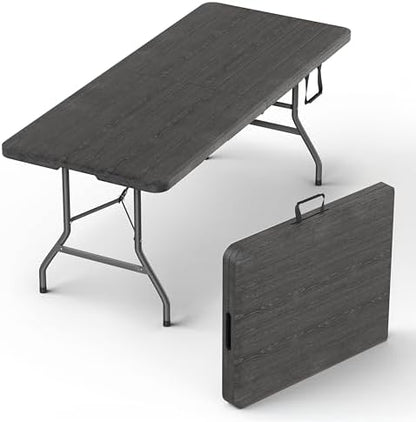 10 PACK of 6 Feet Foldable Table with Built in Handle & Steel Legs | 6FT Heavy Duty Folding Portable | Perfect for Party, Dining, Wedding, Events, Picnic Indoor, Outdoor, Camping, Folding - 6 Foot